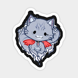 Halloween Chibi Winged Kitty - Grey Tabby Ghost Cat Magnet