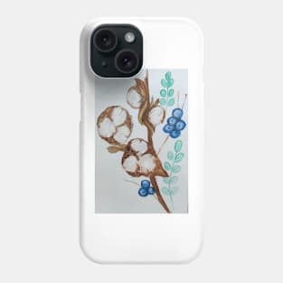 Cotton Flower illustration in watercolours Phone Case