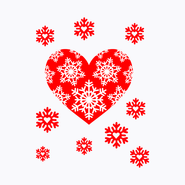 Valentine snowflakes with romantic snowflake heart Winter Valentine's Day by Artstastic