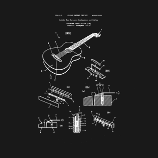 Guitar Player Gift Takamine Patent Blueprint T-Shirt