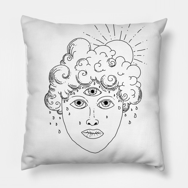 Head In The Clouds Lineart Kissen Teepublic De