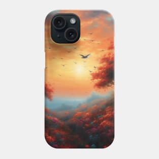 Spring landscape with a beautiful flowering trees. Phone Case