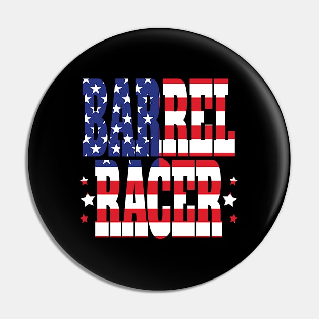 Barrel Racing - American Flag Barrel Racer Pin by Kudostees