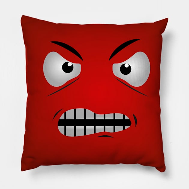 Cute Cartoon Face Emoji Angry Expression Pillow by Bestaneur