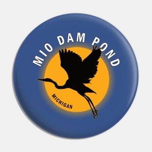 Mio Dam Pond in Michigan Heron Sunrise Pin