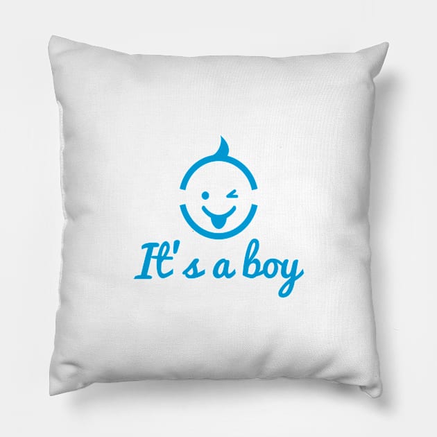 it's a boy design with cute face icon Pillow by beakraus