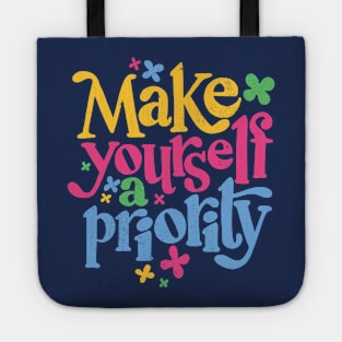 Vintage Make Yourself a Priority Word Art // Motivation Self Worth Self Esteem Tote