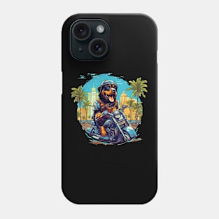 A playful t-shirt design featuring a cartoon Rottweiler Dog wearing a motorcycle helmet Phone Case