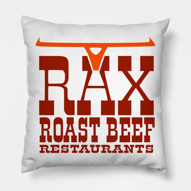 Rax Roast Beef Fast Food Vintage Restaurant Pillow by carcinojen