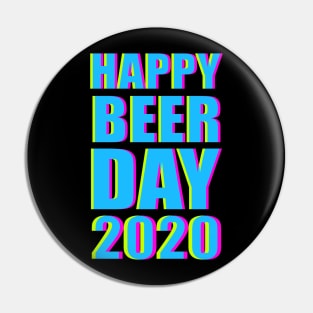 Minimalist Happy Beer Day 2020 Neon Typography Pin