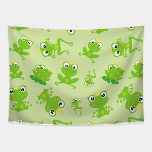 Frog Pattern, Cute Frogs, Green Frogs, Frog Prince Tapestry