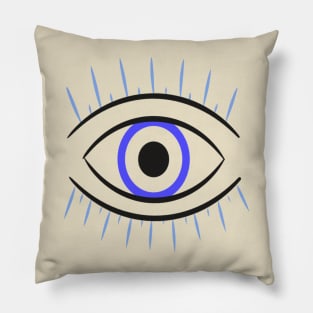 blue evil eye minimalistic art Pillow