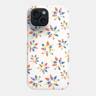 Abstract orange blue yellow flowers on a white background. Distressed look. Phone Case