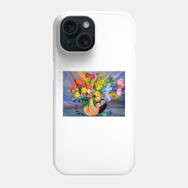 Some mixed carnations flowers in vase Phone Case by kkartwork