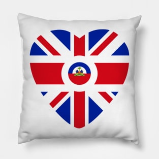 British Haitian Multinational Patriot Flag Series (Heart) Pillow