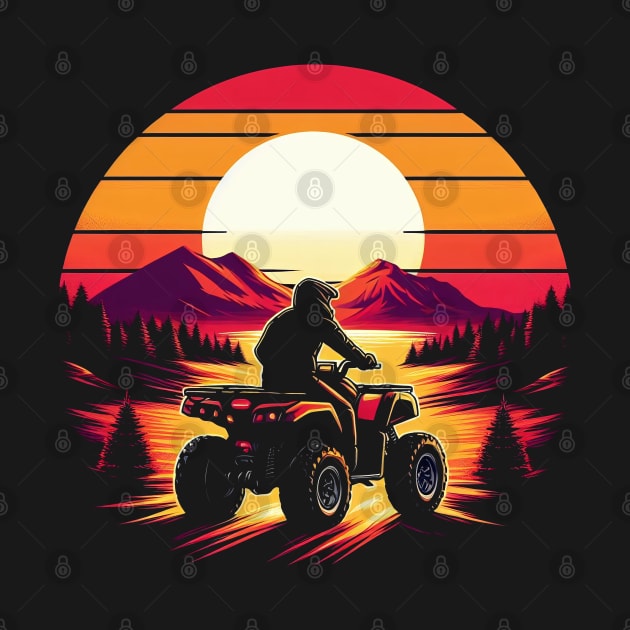 Vintage Atv Quad Riding Sunset by SimpliPrinter