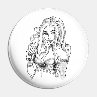 Smiling Medusa Black Design Pin