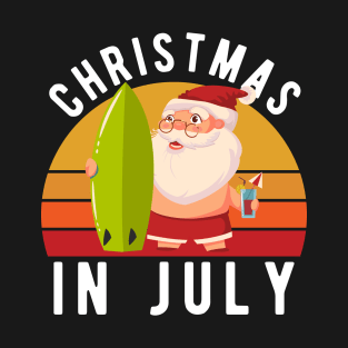 Christmas In July T-Shirt Funny Santa Summer Beach Vacation T-Shirt