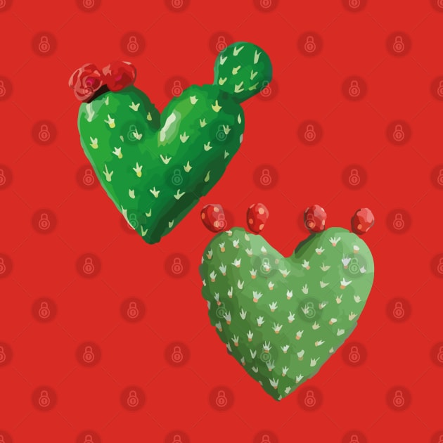 Cactus heart nopal adorable prickly pear set mexican kawaii pattern by T-Mex