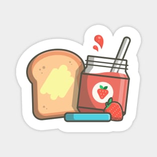 Toast bread with strawberry jam Magnet