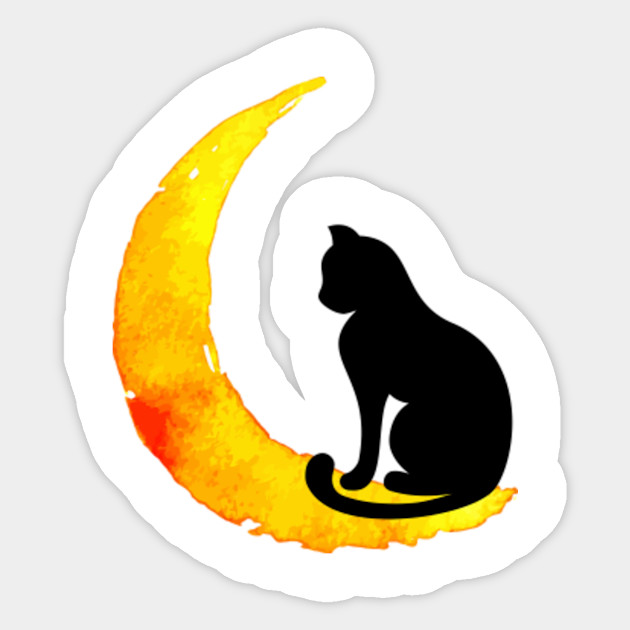 Black Cat Crescent Moon Black Cat Crescent Moon Sticker