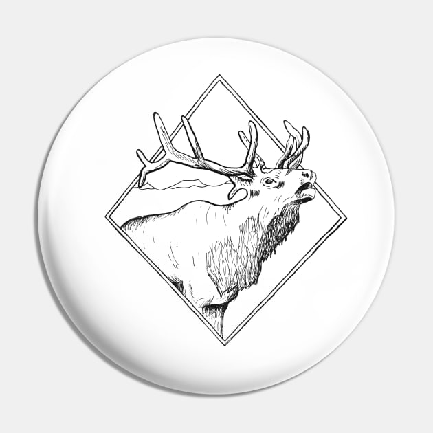 Outdoors Elk Head Pin by deadlydelicatedesigns