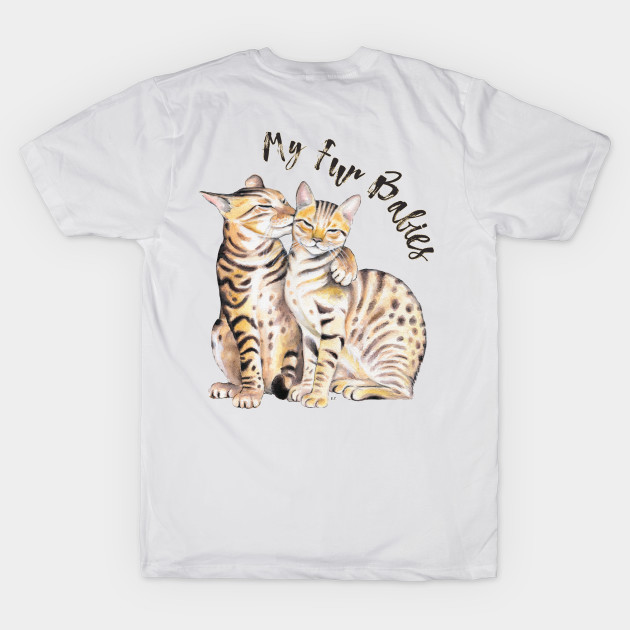 Disover Bengal Cats Love Fur Babies Watercolor Art - Bengal Cat - T-Shirt