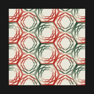 Geometric green red christmas abstract T-Shirt