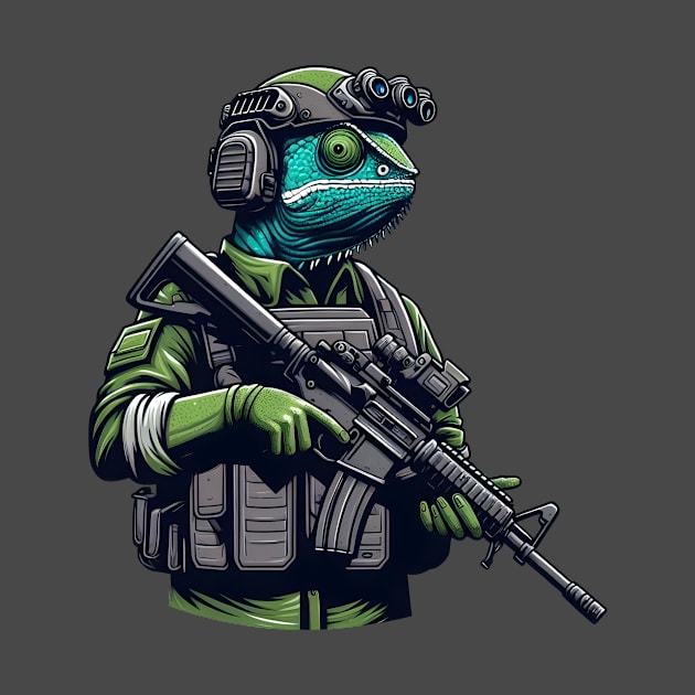 Tactical Cameleon Mastery Tee: Where Style Meets Stealth by Rawlifegraphic