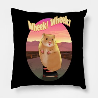 Guinea pig, Skateboard, Skating, Sunset, Wheek! Pillow