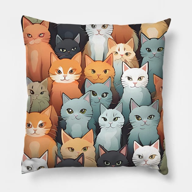 Group of Cats Pillow by This and That Designs