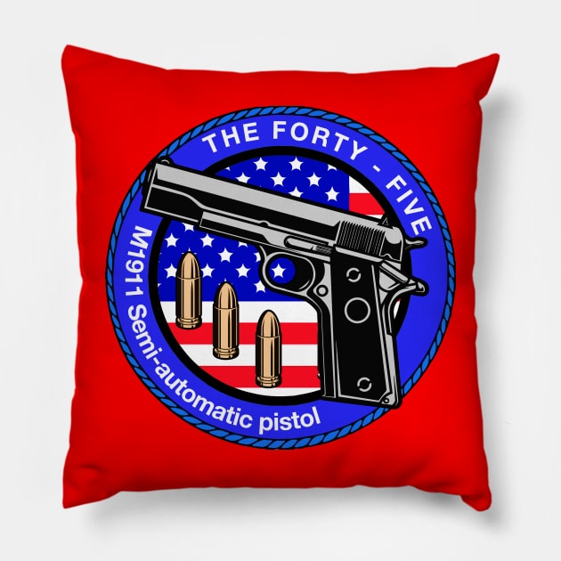 M1911 PISTOL LOGO Pillow by theanomalius_merch