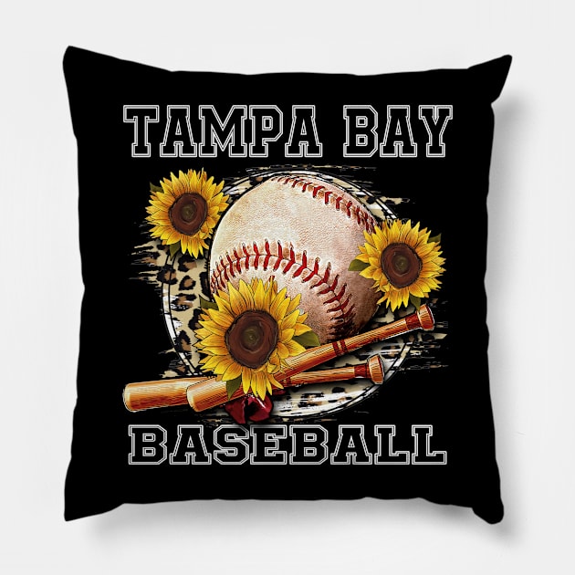 Awesome Baseball Name Tampa Bay Proud Team Flowers Pillow by QuickMart