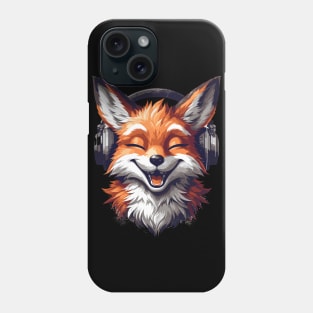 Funny Smiling musical fox wearing headphones Phone Case