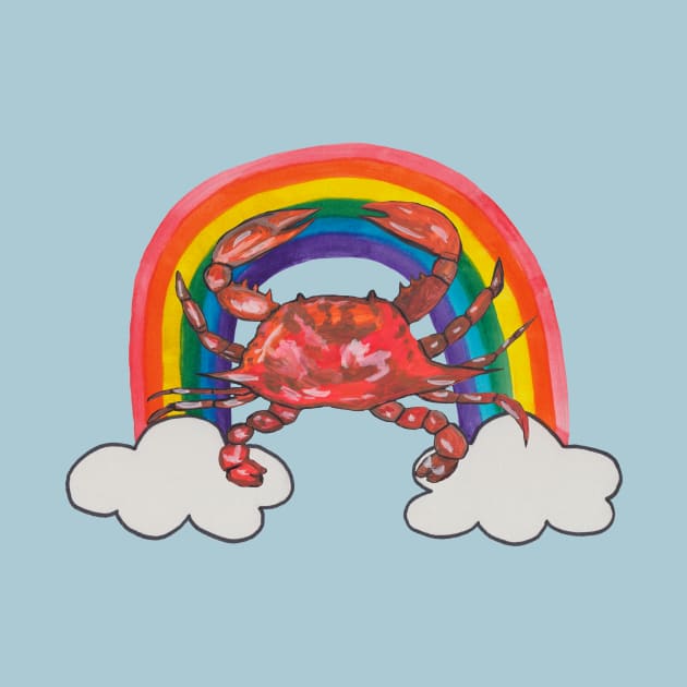 Red crab with rainbow by deadblackpony
