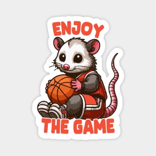 Opossum With Basketball Magnet