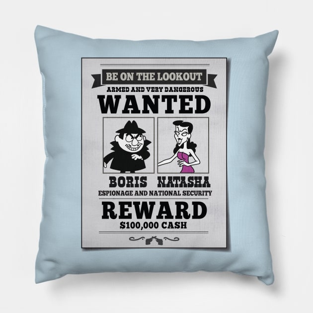 Wanted Boris and Natasha Pillow by Alema Art