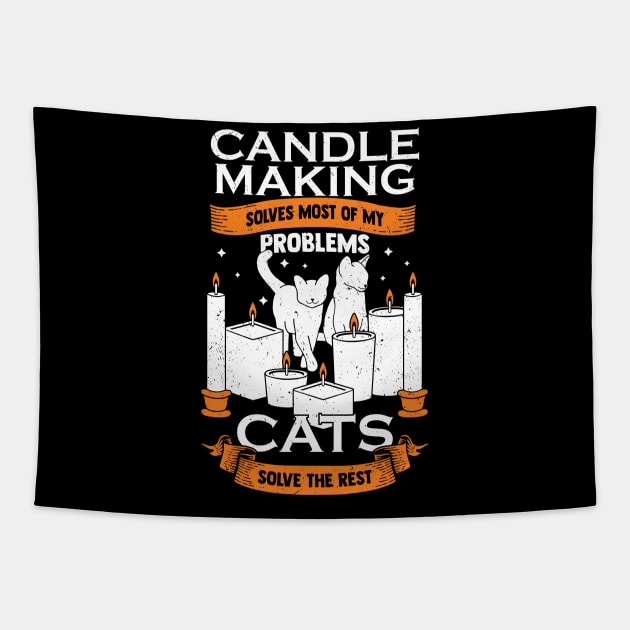 Candle Making Cat Lover Gift Tapestry by Dolde08