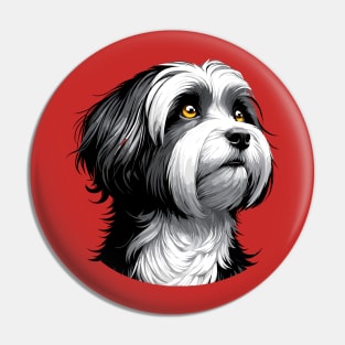 Stunning and Cool Havanese Monochrome and Gold Portrait for Father's Day Pin