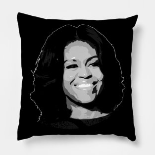 Michelle Obama Black and White Pillow