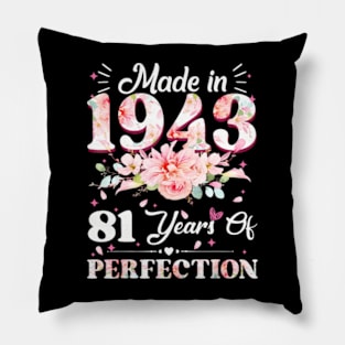 81 Year Old Made In 1943 Floral 81st Birthday Pillow