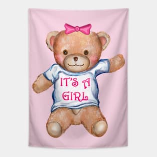 It's A Girl Teddy Bear Stuffed Animal Tapestry