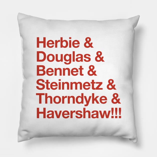 Herbie - Original “&” List (Red) Pillow by jepegdesign