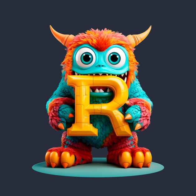 Cute Monster for Kids Alphabet Letter R Funny Back to School by Ariela-Alez