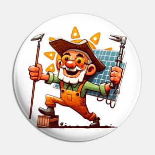 Solar Farmer Illustration Pin