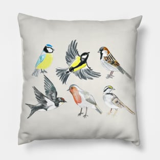 Illustrated Birds - Version 2 Pillow