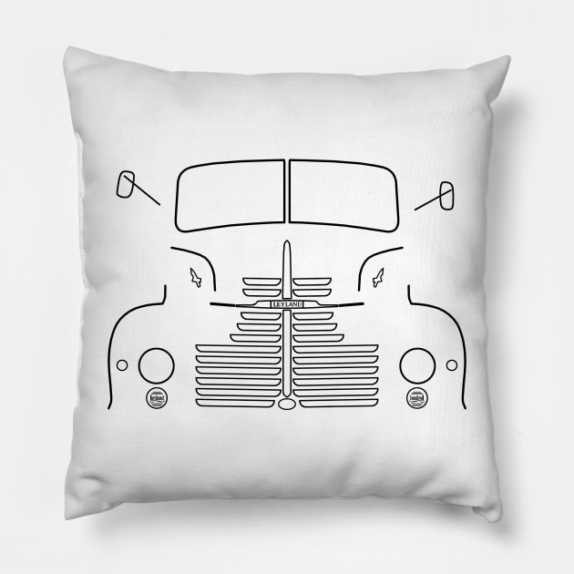 Leyland Comet 90 1950s classic lorry black outline graphic Pillow by soitwouldseem