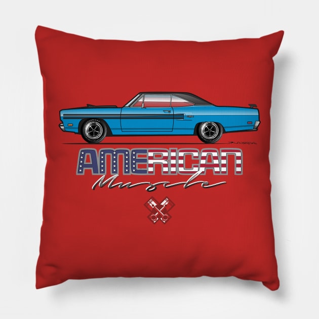 Blue 1970 American Muscle Pillow by JRCustoms44