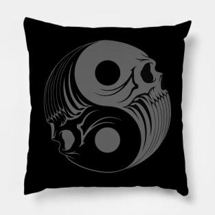Grey and Black Yin Yang Skulls Pillow