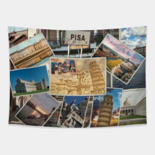 Greetings from Pisa in Italy Vintage style retro souvenir Tapestry